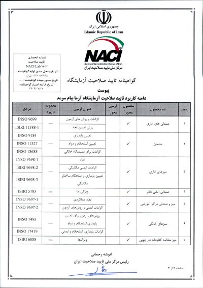 گواهینامه 17025 از مرکز تایید صلاحیت ایران آزمایشگاه پیام سرمد 2